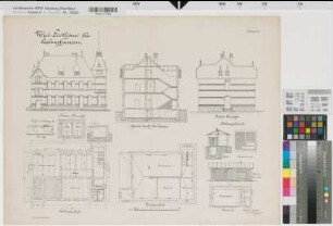 Oerlinghausen (Oerlinghausen) Mietposthaus Blatt 2 Grundrisse, Ansichten, Schnitte, Nebengebäude ca 1920 1 : 100 51 x 68 Druck: Bogdan Gisevius, Berlin Oberpostdirektion Münster