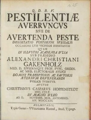 Dissertatio Posterior Specialis: [...]
