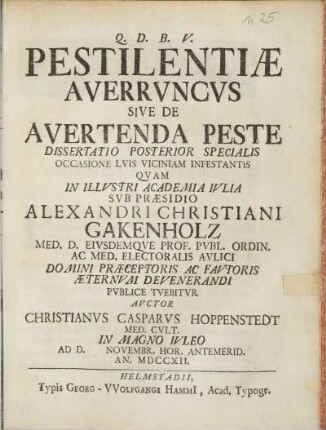Dissertatio Posterior Specialis: [...]