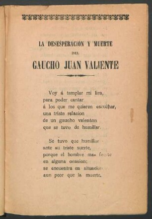 La desesperación y muerte del gaucho Juan Valiente
