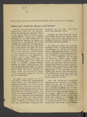 Rede Des Fraktionsvorsitzenden Der SPD Willi Knothe