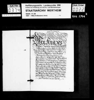 Kaiser Franz II. bestätigt und erneuert die Privilegien des Klosters Bronnbach (Brunbach). Inseriert ist die Urkunde Karls V. d. d. 1530, Juli 20, Augsburg (mit 9 Inserten).