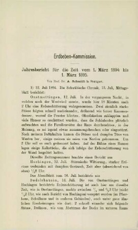 Jahresbericht für die Zeit vom 1. März 1894 bis 1. März 1895