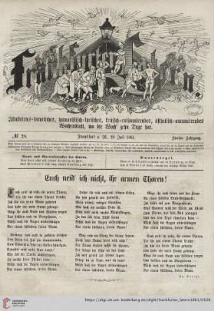 No. 28, Frankfurt a. M., 29. Juli 1861, Zweiter Jahrgang