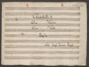 Quintets, vl (2), vla (2), b, BenP 277, f-Moll - Musiksammlung der Grafen zu Toerring-Jettenbach 34 : [b:] Quintetto I. Due Violini. Due Viole e Baßo Del Sig|r|e Ignace Pleyel.