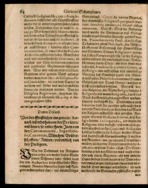 Dritter Discurß. Von den Geistlichen insgemein: ...