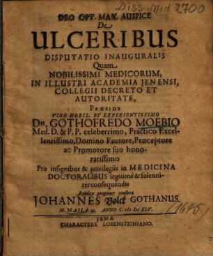 De Ulceribus Disputatio Inauguralis