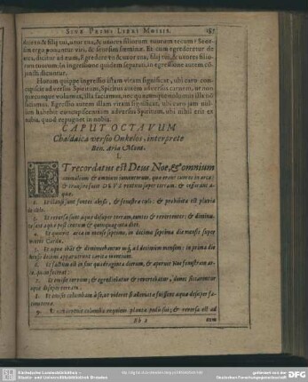 Caput Octavum Chaldaica versio Onkelos, interprete Ben. Aria Mont.