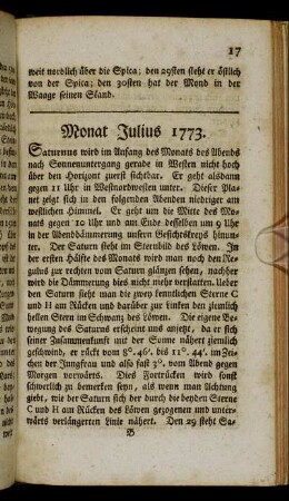 Monat Julius 1773.