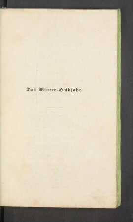Das Winter-Halbjahr.