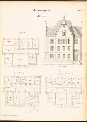 Amtsgericht, Altena: Grundriss KG, EG, 1.OG, Ansicht