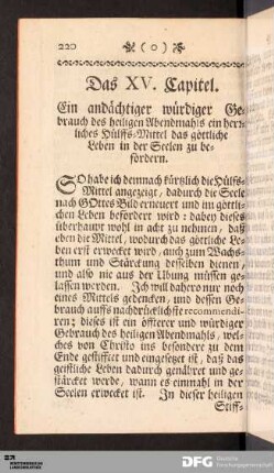 Das XV. Capitel. Ein andächtiger würdiger Gebrauch des heiligen Abendmahls...