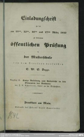 Kurze Anleitung zum Unterricht in den Elementen des Rechnens