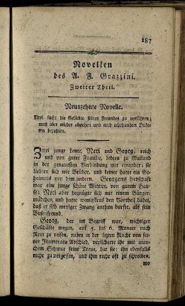 Neunzehnte Novelle. - Ein und zwanzigste Novelle.