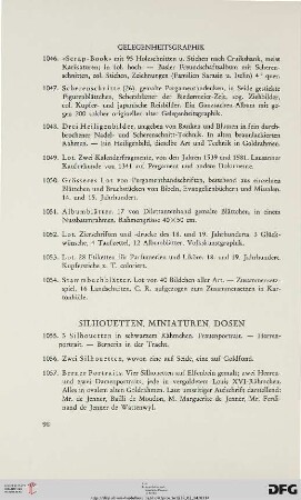 Silhouetten, Miniaturen, Dosen (Nr. 1055-1171)