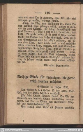Nöthige Winke für diejenigen, die gerne reich werden möchten