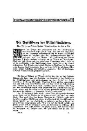Die Ausbildung der Mittelschullehrer
