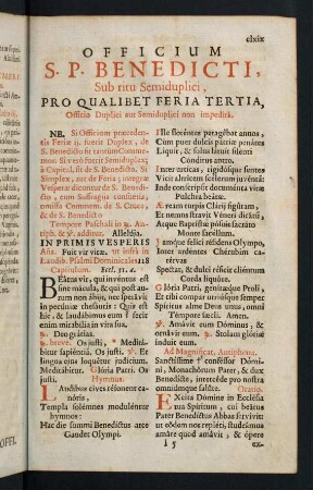 CLXIX-CLXXXVI, Officium S.P. Benedicti, sub ritu Semiduplici