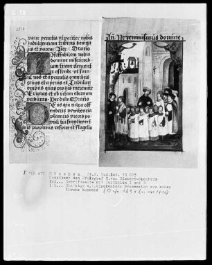 Die sieben Bußpsalmen - Gebetbuch des Pfalzgrafen Richard von Simmern-Sponheim — Prozession aus einer Kirche kommend