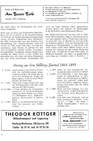 Auszug aus dem Süllberg-Journal 1864-1895