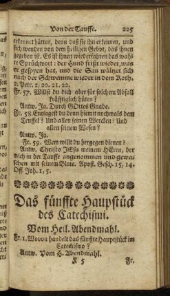 Das fünffte Hauptstück des Catechismi. Vom Heil. Abendmahl.