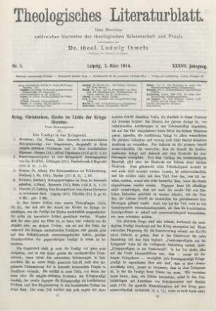 81-88 [Rezension] Krieg, Christentum, Kirche im Lichte der Kriegsliteratur