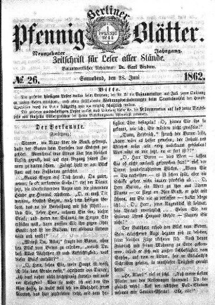 No. 26, Sonnabend, den 28. Juni