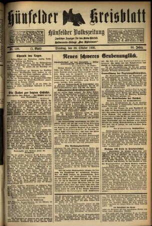 Erste Ausgabe vom Dienstag, den 28. Oktober 1930.