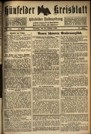 Erste Ausgabe vom Dienstag, den 28. Oktober 1930.