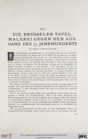 XIII. Die Brüsseler Tafelmalerei gegen den Ausgang des 15. Jahrhunderts