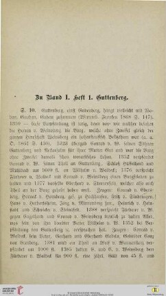 Zu Band I. Heft 1. Guttenberg