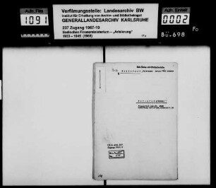 Homburger, Ferdinand Israel, Kaufmann u. a. in Karlsruhe Käufer: Robert Ochs, Spediteur in Karlsruhe Lagerbuch-Nr. 5989 Karlsruhe
