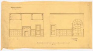 Wohnhaus Kretzer, Berlin-Tiergarten: Speisezimmer: 2 Wandansichten der Querwände 1:25