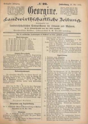 Sechzigster Jahrgang. No. 22. Insterburg, 26. Mai 1892.