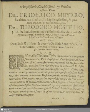 Amplissimis, consultissimis, ... [Vorwort]