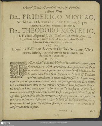 Amplissimis, consultissimis, ... [Vorwort]