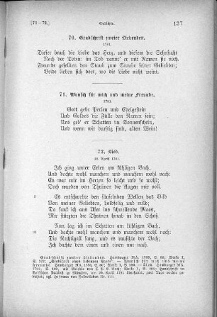 70. Grabschrift zweier Liebenden.