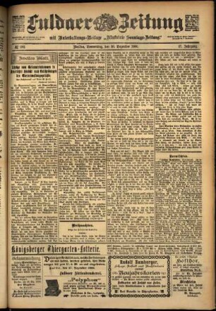 Zweite Ausgabe vom Donnerstag, den 20. Dezember 1900.