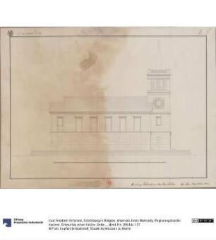Schönberg in Belgien, ehemals Kreis Malmedy, Regierungsbezirk Aachen. Entwurf zu einer Kirche. Seitenansicht