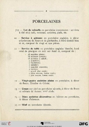 Porcelaines (Nr. 7-30)
