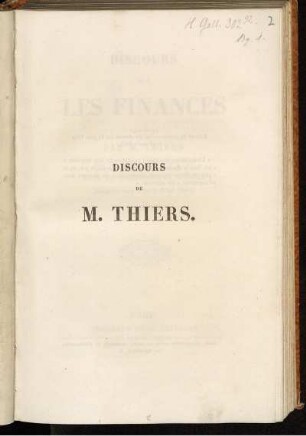 Discours sur les finances