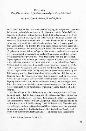 Prävention - Konflikt zwischen öffentlichem und privatem Interesse?