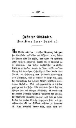 Zehnter Abschnitt. Das Dorotheen-Hospital.