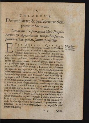 Theorema. De necessitate & perfectione Scripturarum Sacrarum.