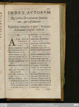 Index Autorum Qui in hoc libro citantur, laudantur, aut refelluntur.