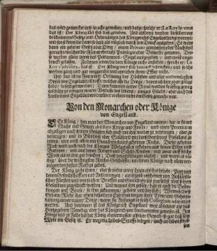 von den Monarchen oder Könige von Engelland