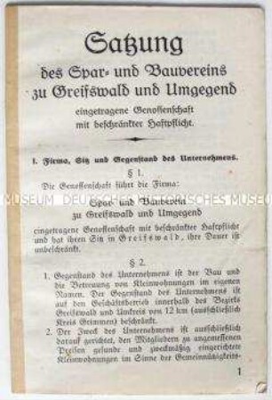 Satzung eines Bausparvereins