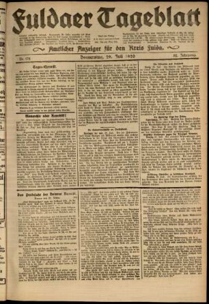 Ausgabe vom Donnerstag, den 29. Juli 1920.