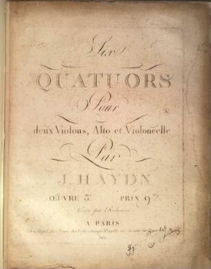 Six quatuors pour deux violons, alto et violoncelle : oeuvre 3e