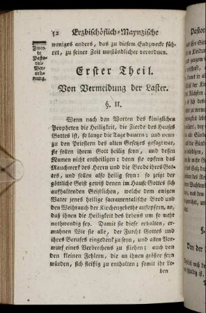 Erster Theil. Von Vermeidung der Laster